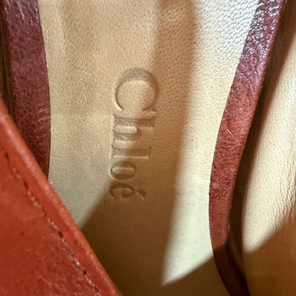 Chloe Red Leather Platform Shoes - Authentic